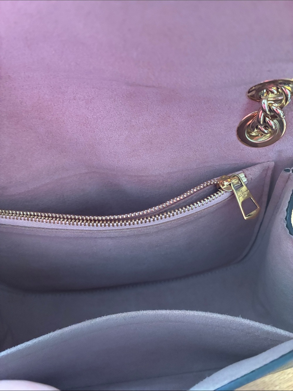 Louis Vuitton Brown Damier Ebene with Pink Center Stripe Chain Crossbody - Picture 7 of 11